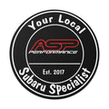 Round 'Your Local Subaru Specialist' Vinyl Sticker — ASP Performance Logo (Est. 2017)